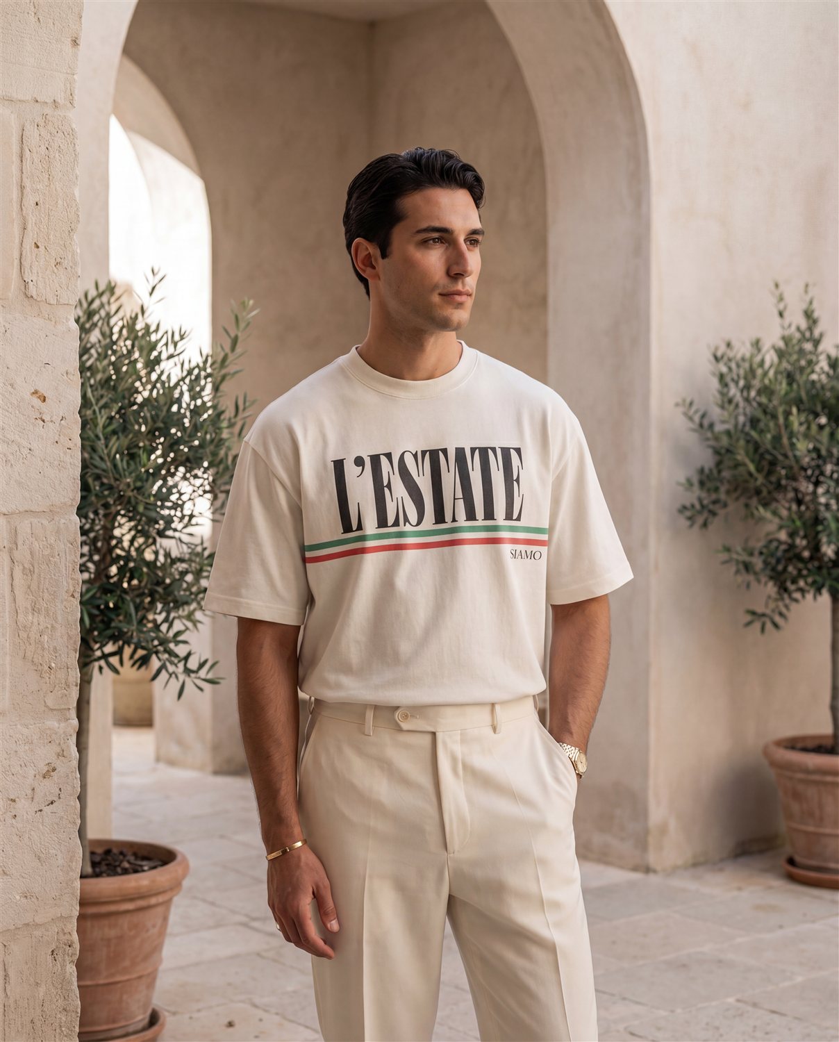 L'Estate Vintage Tee by SIAMO Apparel, Italian-Canadian streetwear graphic tee - L'Estate Vintage Tee — Worn