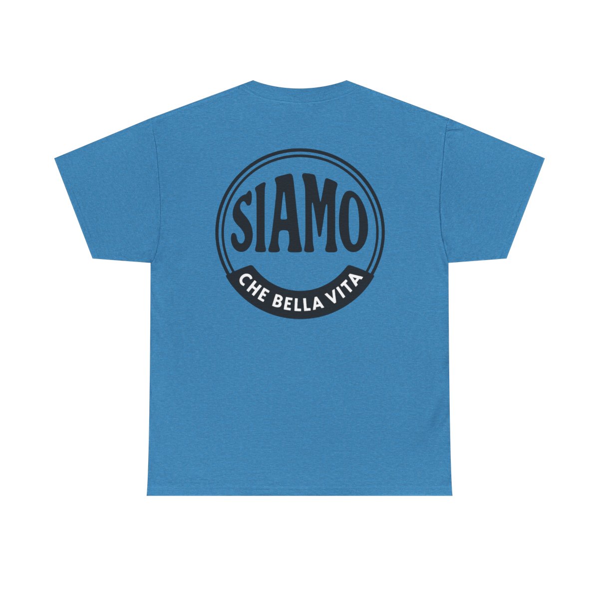 SIAMO "Classico" Tee by SIAMO Apparel, Italian-Canadian streetwear graphic tee - SIAMO Classico Tee — Heather Sapphire Back