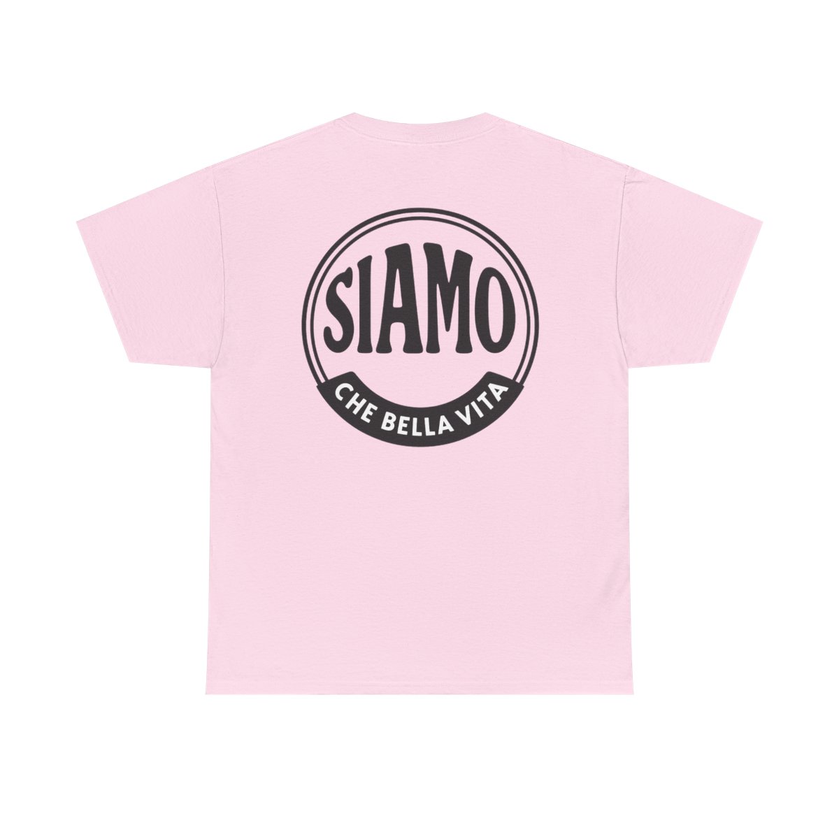 SIAMO "Classico" Tee by SIAMO Apparel, Italian-Canadian streetwear graphic tee - SIAMO Classico Tee — Light Pink Back