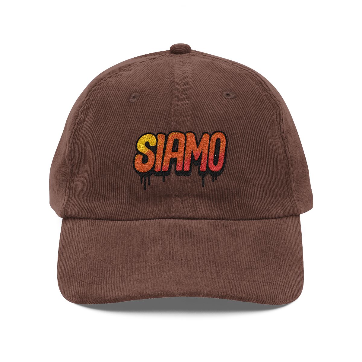 SIAMO "Corno" Vintage Corduroy Cap by SIAMO Apparel, Italian-Canadian streetwear cap - SIAMO Corno Cap — Brown