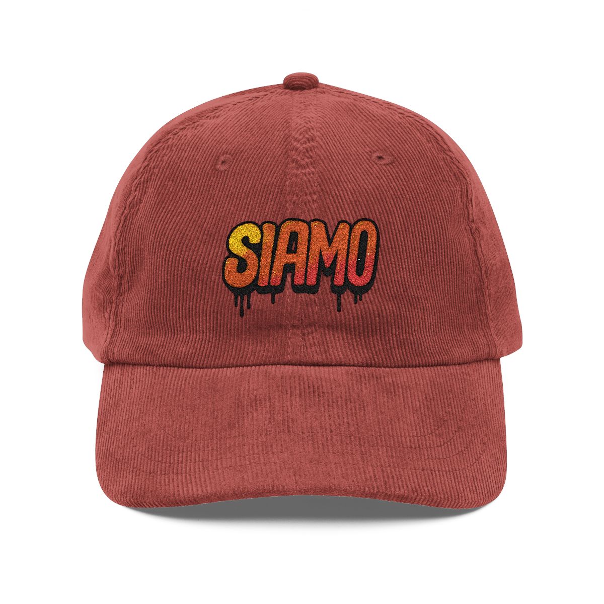 SIAMO "Corno" Vintage Corduroy Cap by SIAMO Apparel, Italian-Canadian streetwear cap - SIAMO Corno Cap — Burgundy