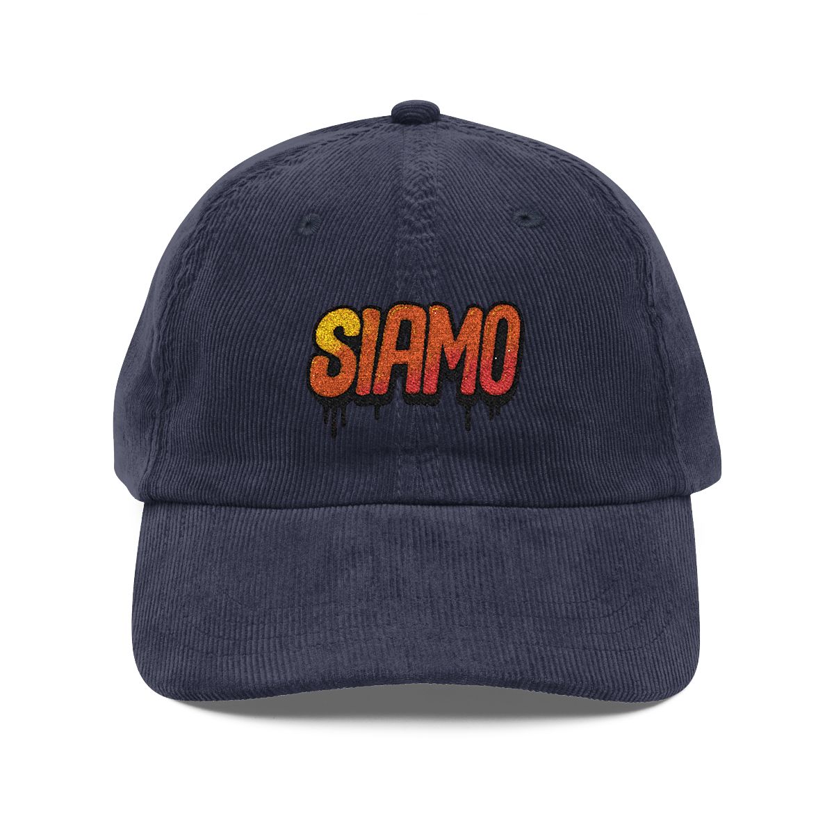 SIAMO "Corno" Vintage Corduroy Cap by SIAMO Apparel, Italian-Canadian streetwear cap - SIAMO Corno Cap — Navy